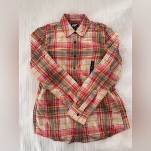 Lands' End Plaid Button-Down Shirt in Pink, Yellow & Green